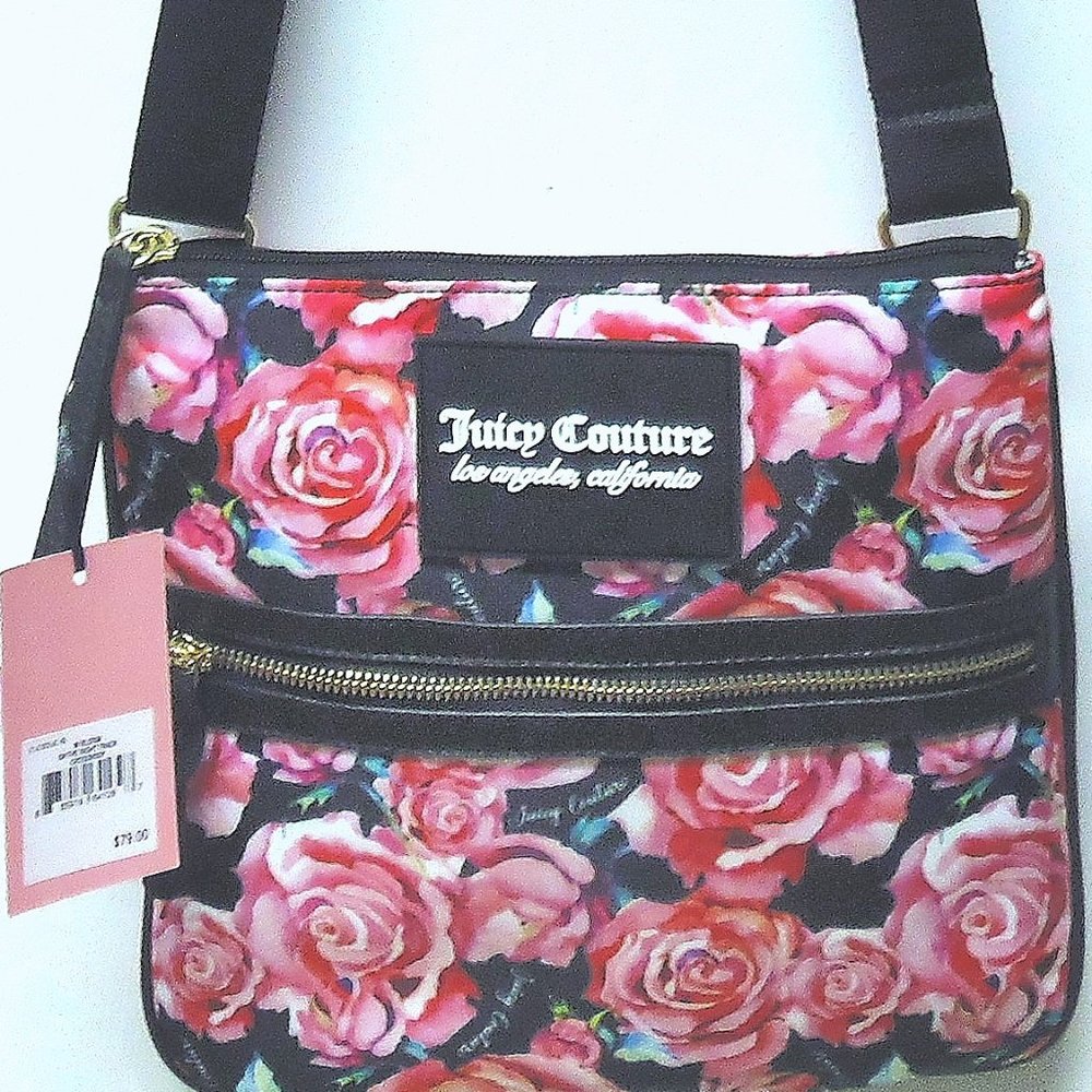 NWT JUICY COUTURE Crossbody Black /Pink Floral